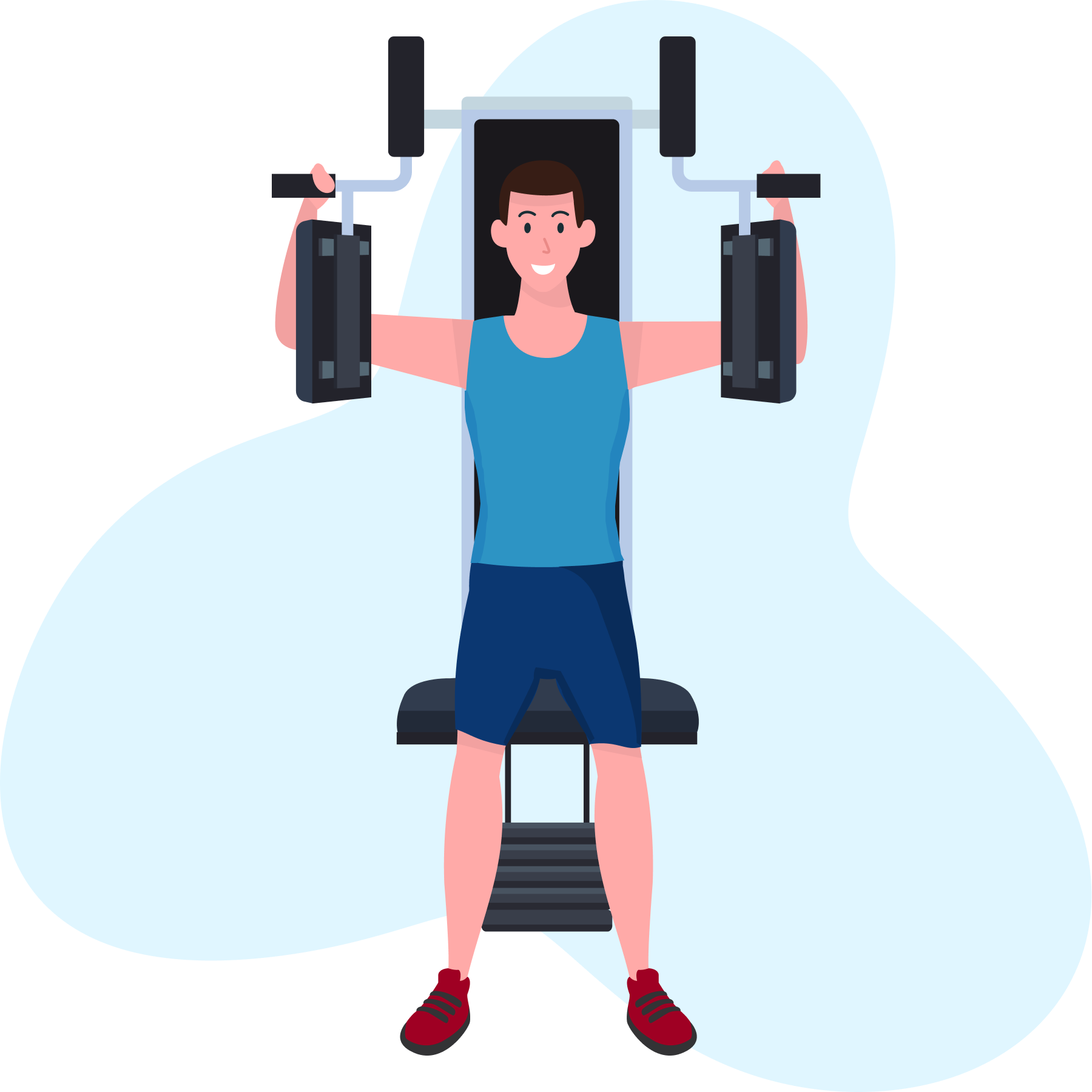 Работа с современными тренажерами в фитнес-зале