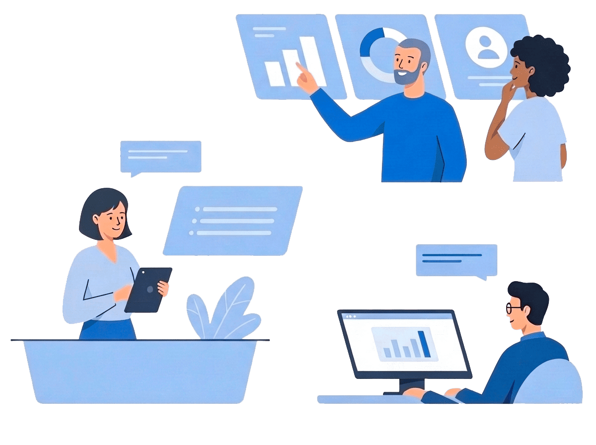 Сотрудники работают с графиками